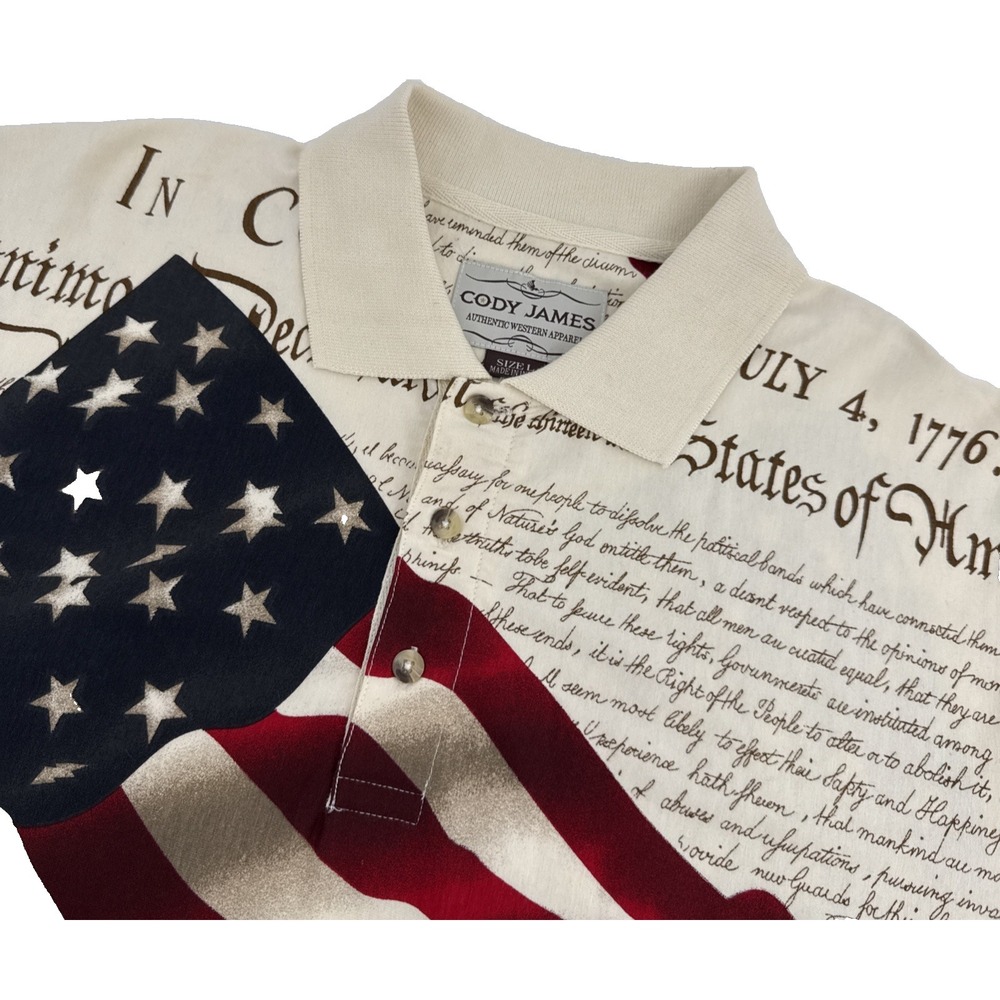 Cody‎ James Polo Shirt Men L American Flag Patriotic 4th July Celebration